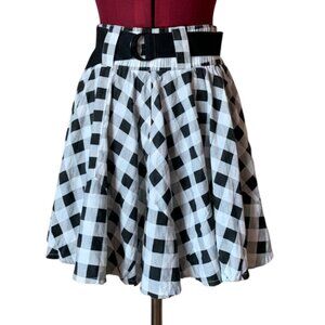 SUPREME BEING 50s Style Full Circle Skirt - Black & White Plaid - SMALL